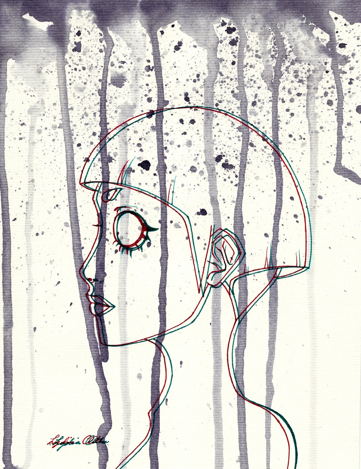 Ink Illustration Print - Raincloud (4 X 6")