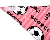 Dog Bandana - Pink with Soccer Balls - Velcro