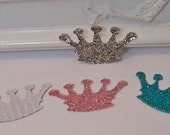 Glitter Crowns - pink, white, silver, blue, gold - QTY 20 - Embellishment, Gift Wrap, Packaging, Birthday, Scrapbooking