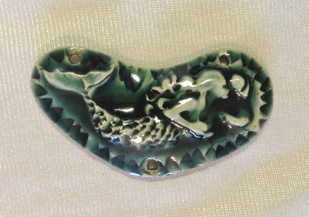 Pretty Swimming Mermaid Ceramic Pendant
