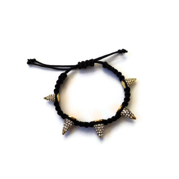 Egyptian crystal spikes macrame bracelet