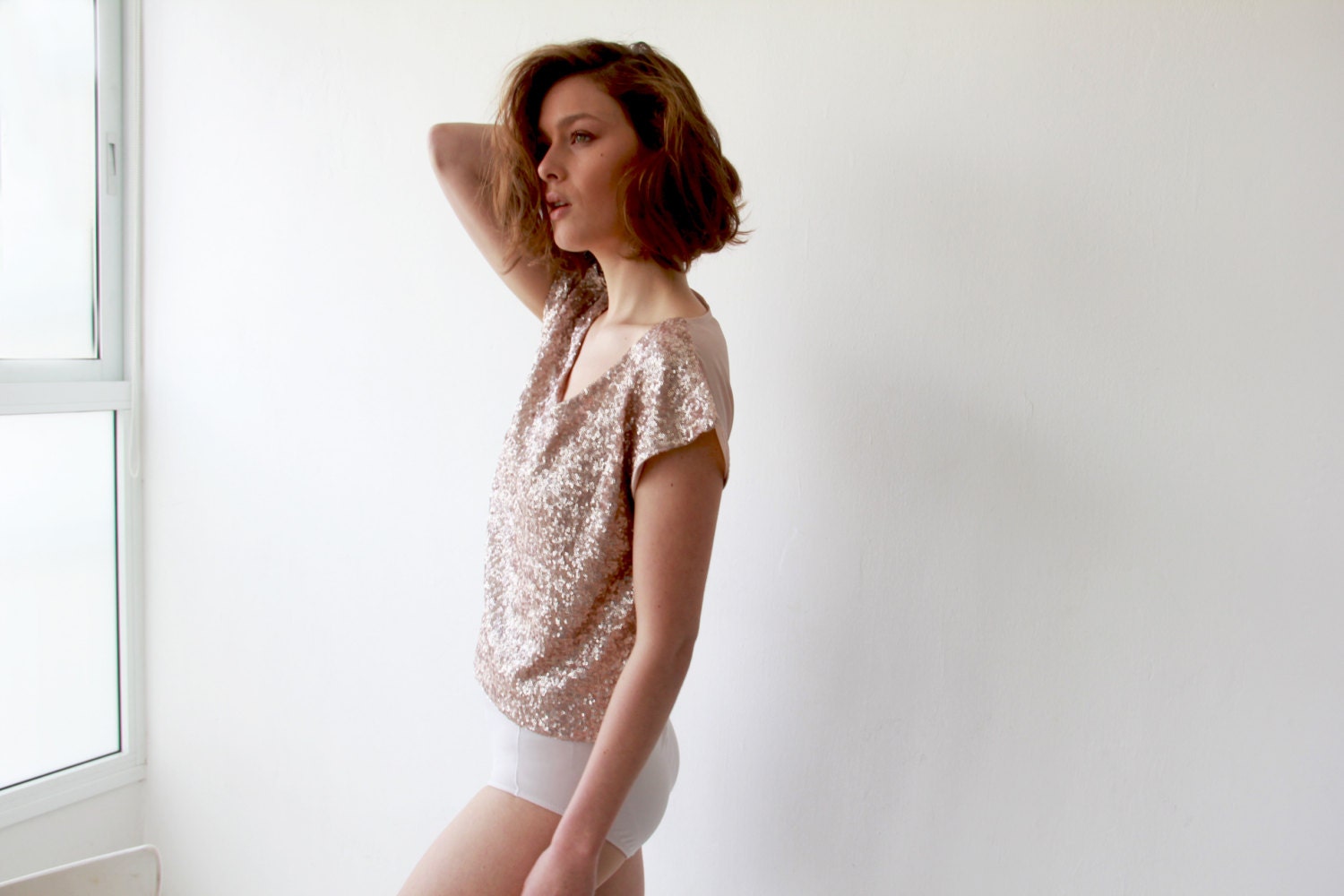 Glam top , Pink Blush , sequins shirt
