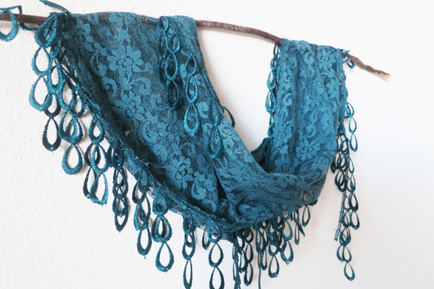 Teal Scarf, Teal Lace Scarf, Blue Lace Scarf, Dainty Lace Scarf, New Year Accessories