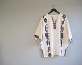 Vintage jungle animal print shirt cotton tunic oversized ethnic African  by SIBONGILE CRAFTS