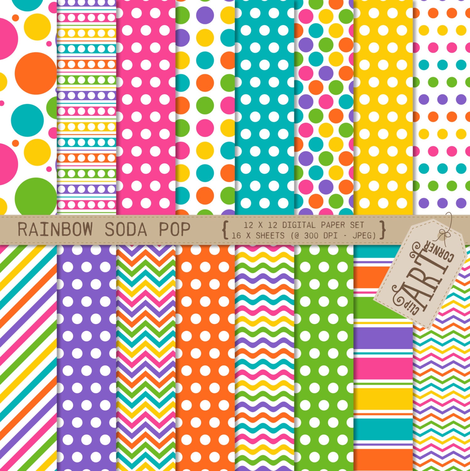 Digital Paper - Rainbow Soda Pop (DP-4234) - Instant Download