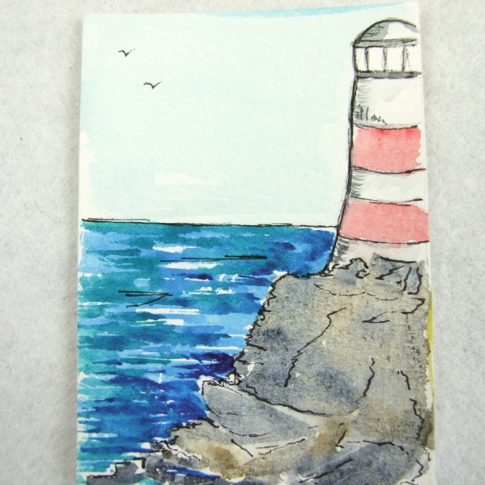 ACEO The Lighthouse, original watercolour