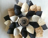 Vintage French Poetry Glitter Paper Wreath/Hollywood Regency/Wall Decor