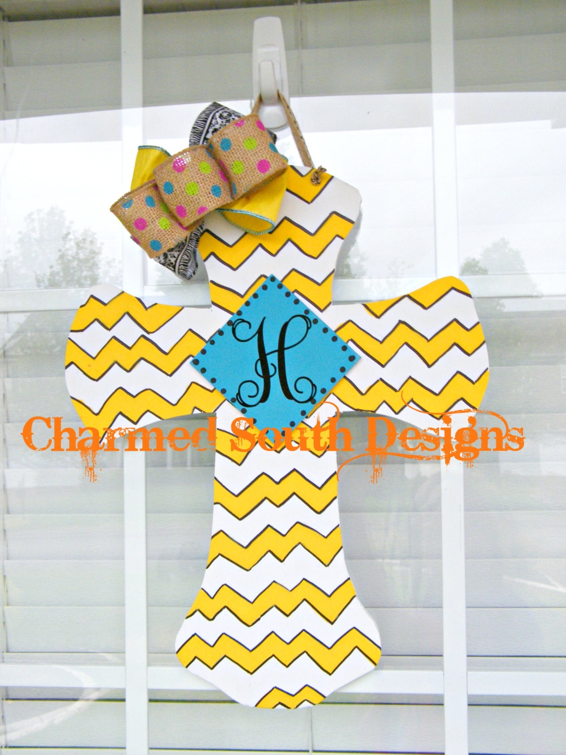 Chevron Wood Cross Door Hanger, wood sign, wall hanging, door decor