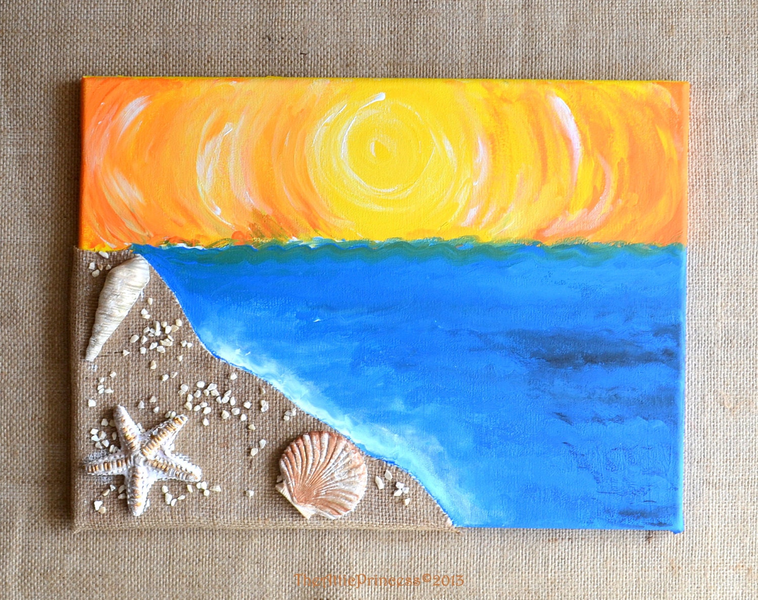 The beach series I, original mixed media art on canvas, spring home decor