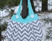 Tote- Large Nikki Bag-Grey Chevron-with Customizable band, handles, and lining