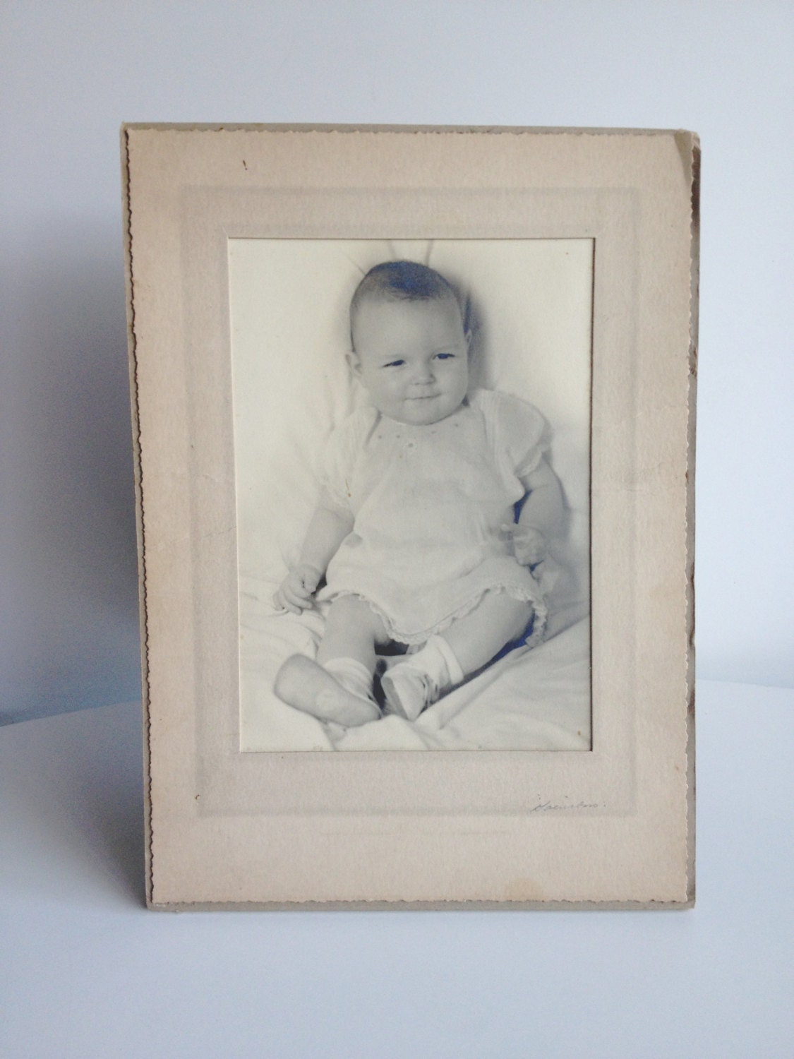 Vintage infant photo in card stock
