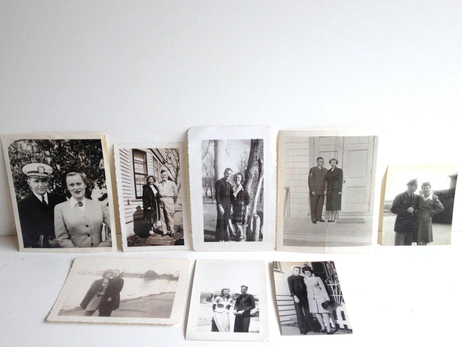 Vintage Soldier in Uniform with his lady Photographs-Set of 7