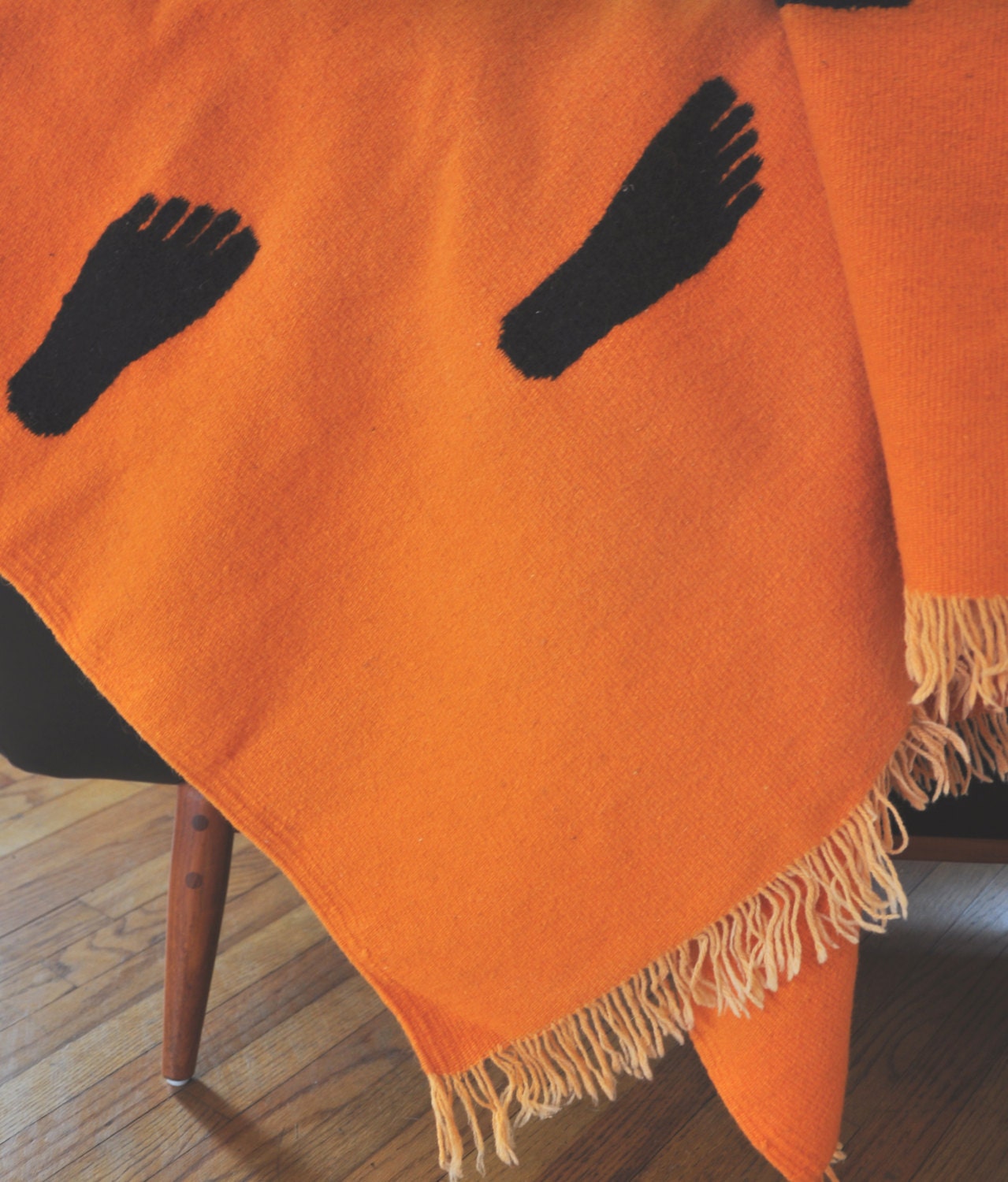 Vintage Tribal Mod Footprint Rug or Blanket