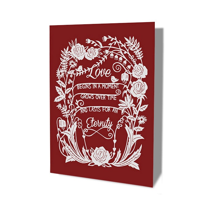 Wedding/Anniversary Card - Love is Eternal - Papercut Illustration - 5x7 Print Folded Card