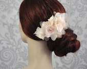 Bridal Hair Flower, Silk Flower Hair Accessories in ivory, white, or blush, Bridal hairpiece, Bridal hair Comb with silk flowers