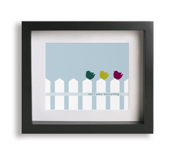 Three Little Birds / Bob Marley (bright) - Music Lyric Art Print - children decor, kids decor, wall art, home decor, music, song lyrics