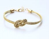 Bridesmaid gift - Small golden silk Knot Bracelet - 24k gold plated