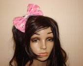 Beautiful Fabric Big Bow Hair Clip Hello Kitty Light Pink, Sring Summer Accesory, Handmade Girl Teen Adult , Large Bow Hair Clip