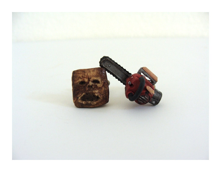 Evil Dead Cufflinks -  Army of Darkness Necronomicon and Ash's Chainsaw