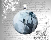 Vulture in the Fog - 1 Inch Glass Circle Photo Pendant Necklace