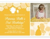 Disney Beauty and the Beast Belle Birthday Invitation with Photo
