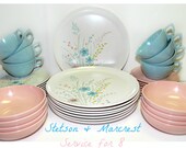 Vintage Stetson & Mar-Crest Melmac Dinnerware, Svc for 8