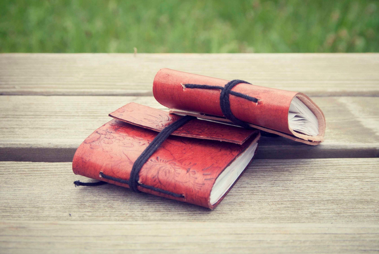 Leather Journal Set / Matching Set of Three - Pocket Size Journal