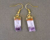 Amethyst Slice Druzy Earrings edged in 24k gold