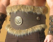 Medieval Celtic Viking Barbarian Leather Belt Deluxe with Fur