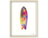 Original 22.5x30 Watercolor Surfboard