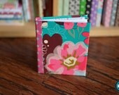 Miniature Sketchbook (M) - 'Pink/Teal Flowers' with blank pages (SD/MSD sized) for dolls