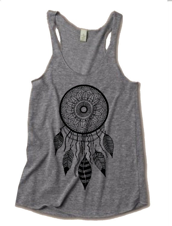 Womens Tribal DREAMCATCHER Tri Blend Tank Top Alternative Apparel Gray Black S M L XL