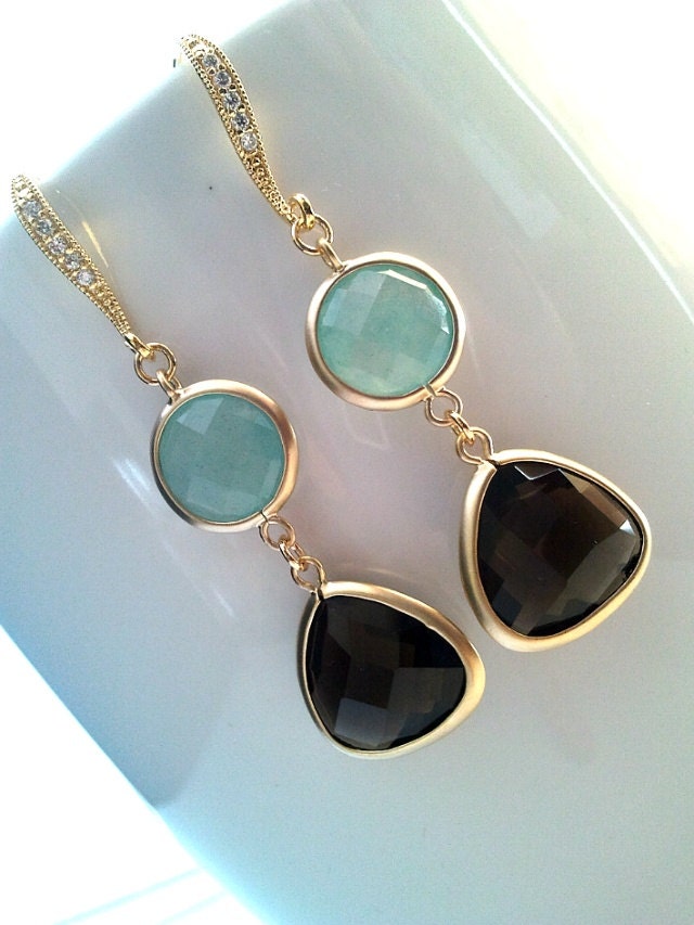 Spring Collection Blue and Brown gorgeous Earrings ,Drop, Dangle, Glass Earrings, bridesmaid gifts,Wedding jewelry