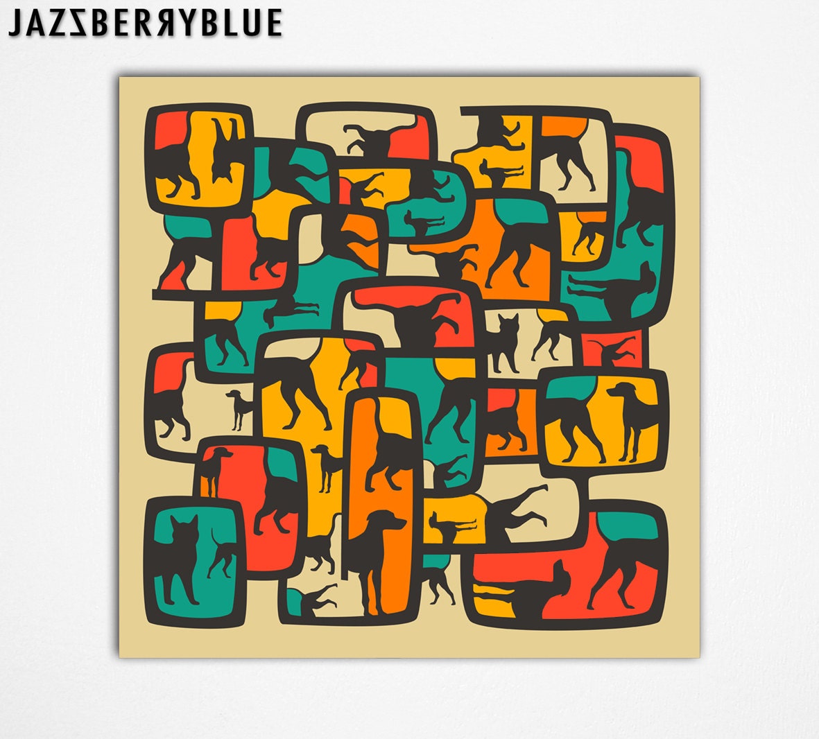 Large Abstract GICLEE Fine Art Print for the home wall decor (13x13) 'BETWEEN WORLDS' by modern Artist Jazzberry Blue