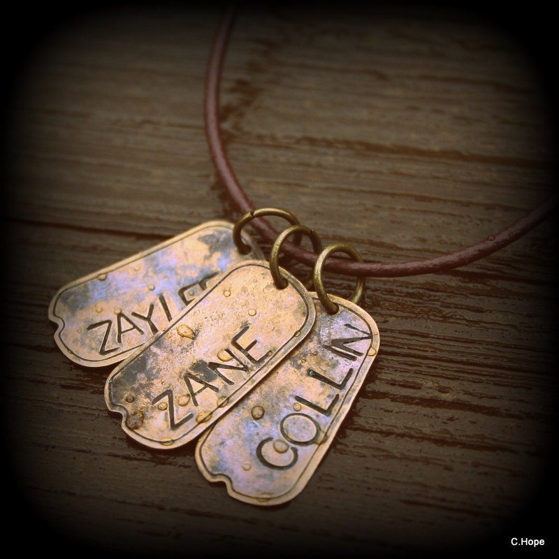 Men's Copper personalized custom Dogtag necklace