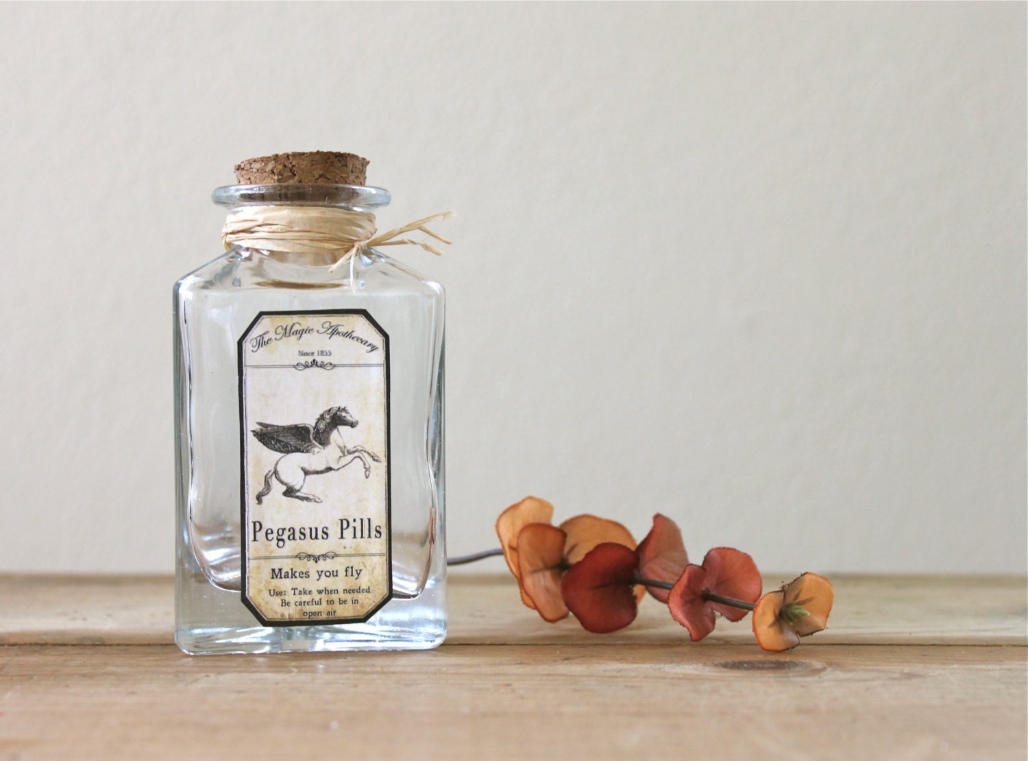 magic pegasus steampunk apothecary bottle winged horse