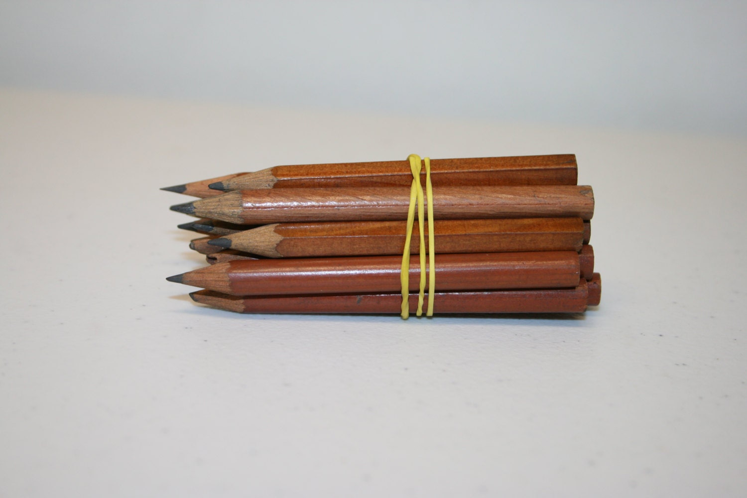 Mini retro pencils, vintage office chocolate brown wooden pencils art, miniature craft supplies art utensils