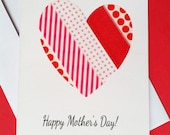 Mother's Day Card - handmade heart washi tape