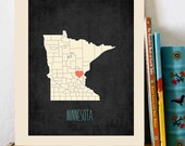 25% OFF SALE Choose Your State Personalized Vintage Map Wall Art 11x14