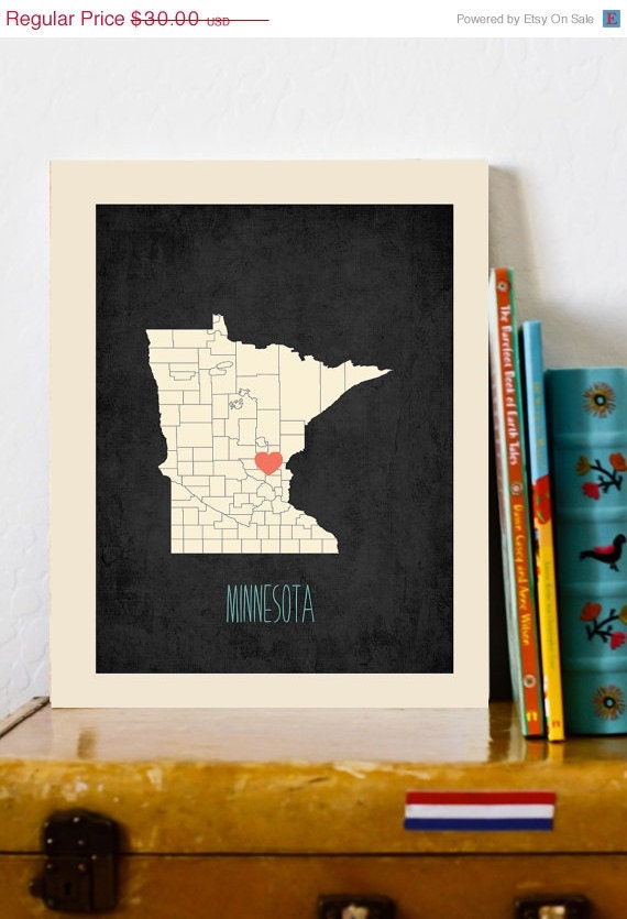 25% OFF SALE Choose Your State Personalized Vintage Map Wall Art 11x14