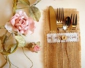 100 Eco friendly  Burlap Flatware Holders , Wedding Table Setting,Rustic Flatware Pockets