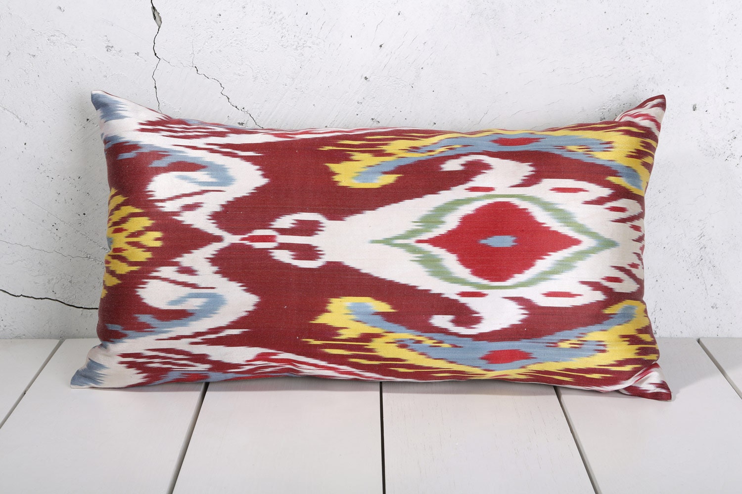 14 x 25 Decorative Pillow Ikat Pillow Throw Pillow Accent Pillow Silk Pillow Cushion -03803-72