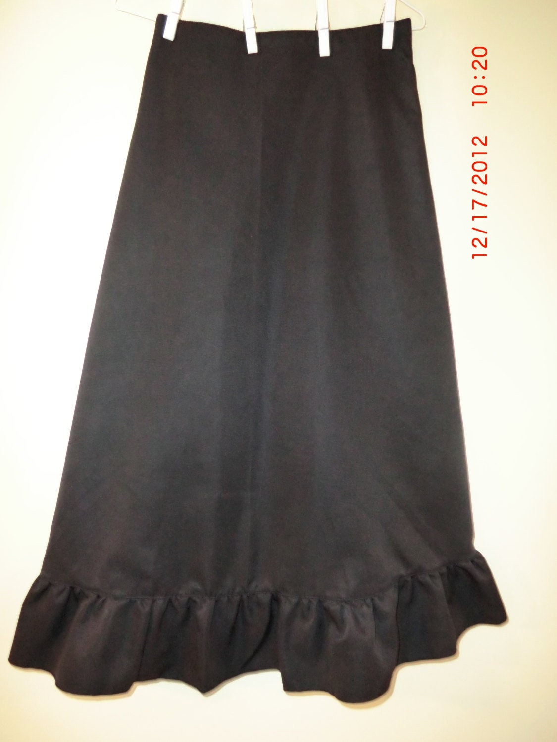 Modest BLACK solid color Twill Skirt, Long Skirt, Teen Girls Skirt  SMALL TEEN