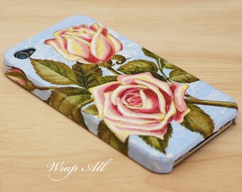 Vintage Pink Roses iPhone 4 case /  Roses iPhone 4s case / Spring iPhone Case /Decoupage iphone case