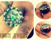 Faith Shadowbox rhinestone ring