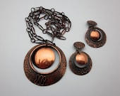 Vintage Modernist Pendant and ear clips set by Orno (Poland / 1960s)