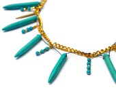 Turquoise and Gold Dream Catcher Necklace
