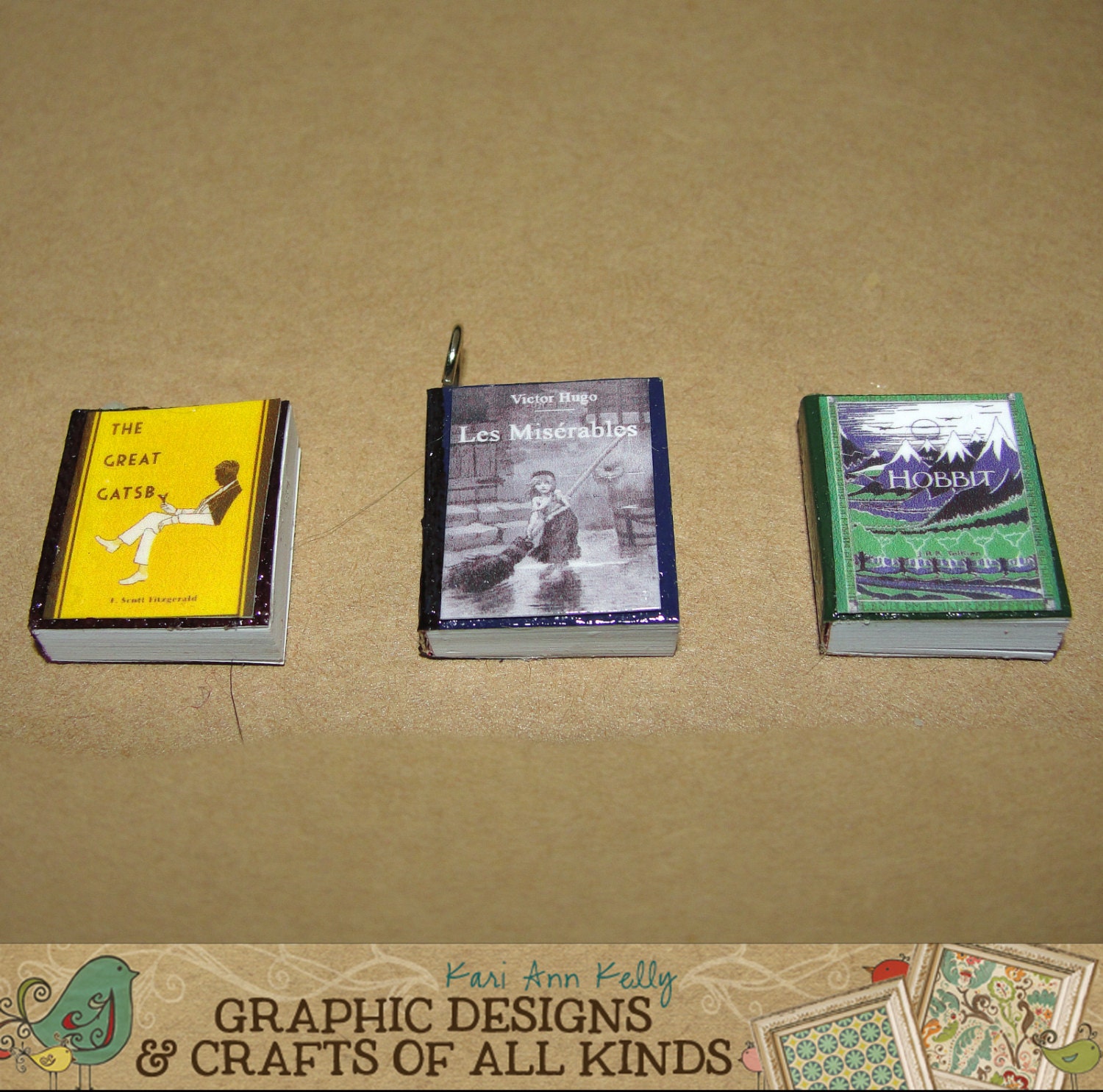 Miniature Book Pendants - Easily customized to your favorite novel/book by request - You choose the cover