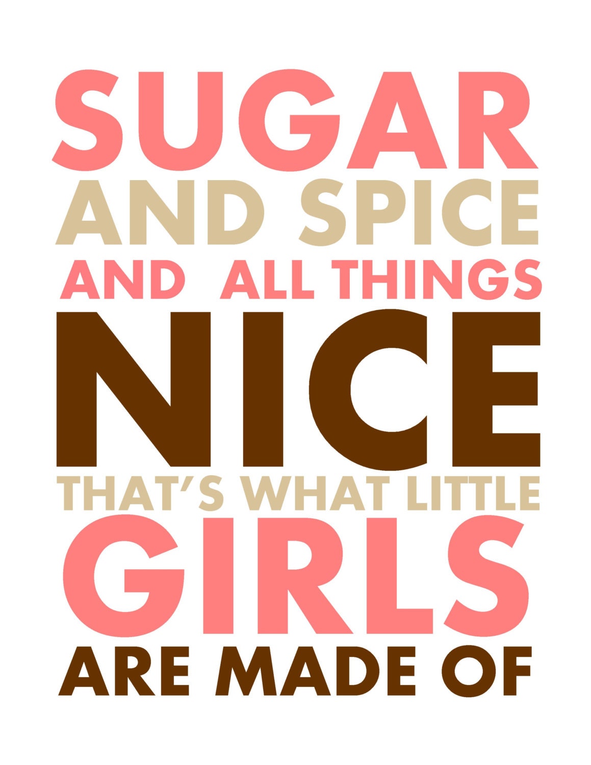 Sugar and Spice 4 Print Set Baby girl Nursery Decor Birth Announcement Print