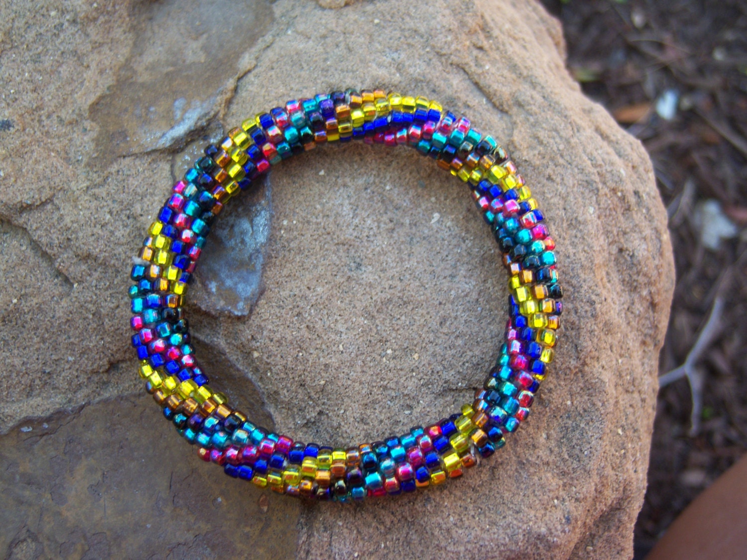 Coloful Beaded Crochet Bracelet